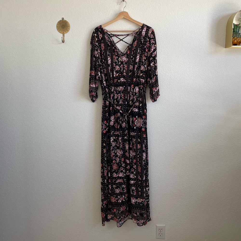 City Chic Rose-print Maxi Dress - Size 18